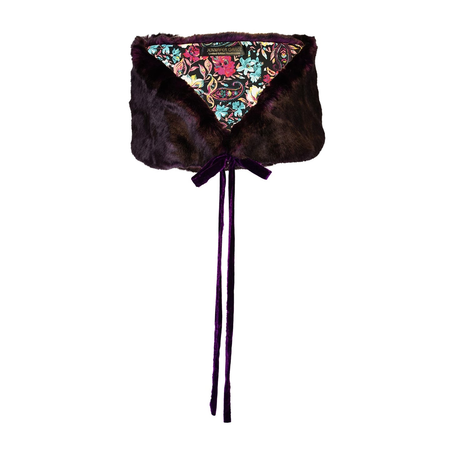 Plum Faux Fur Velvet Knot Stole