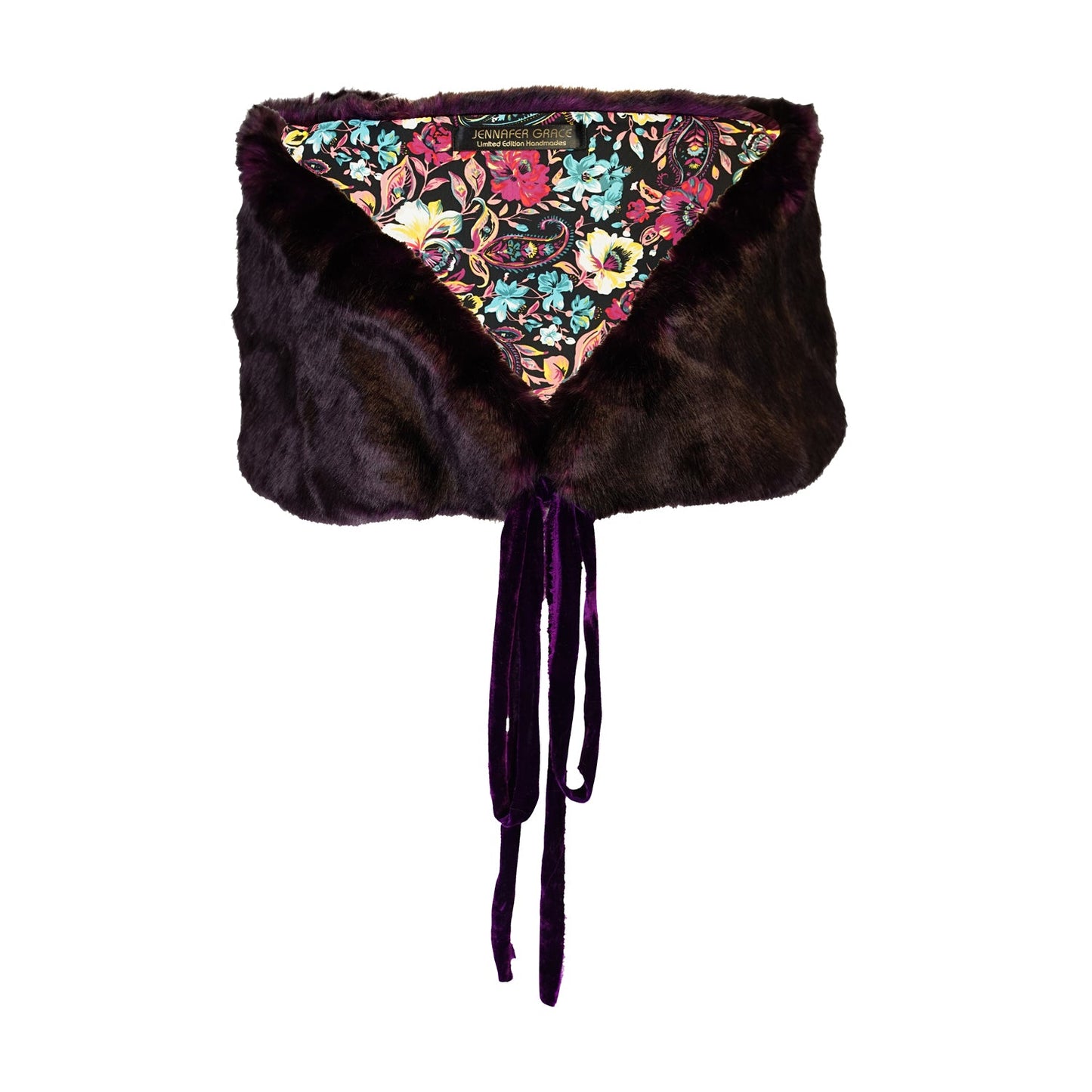 Plum Faux Fur Velvet Knot Stole