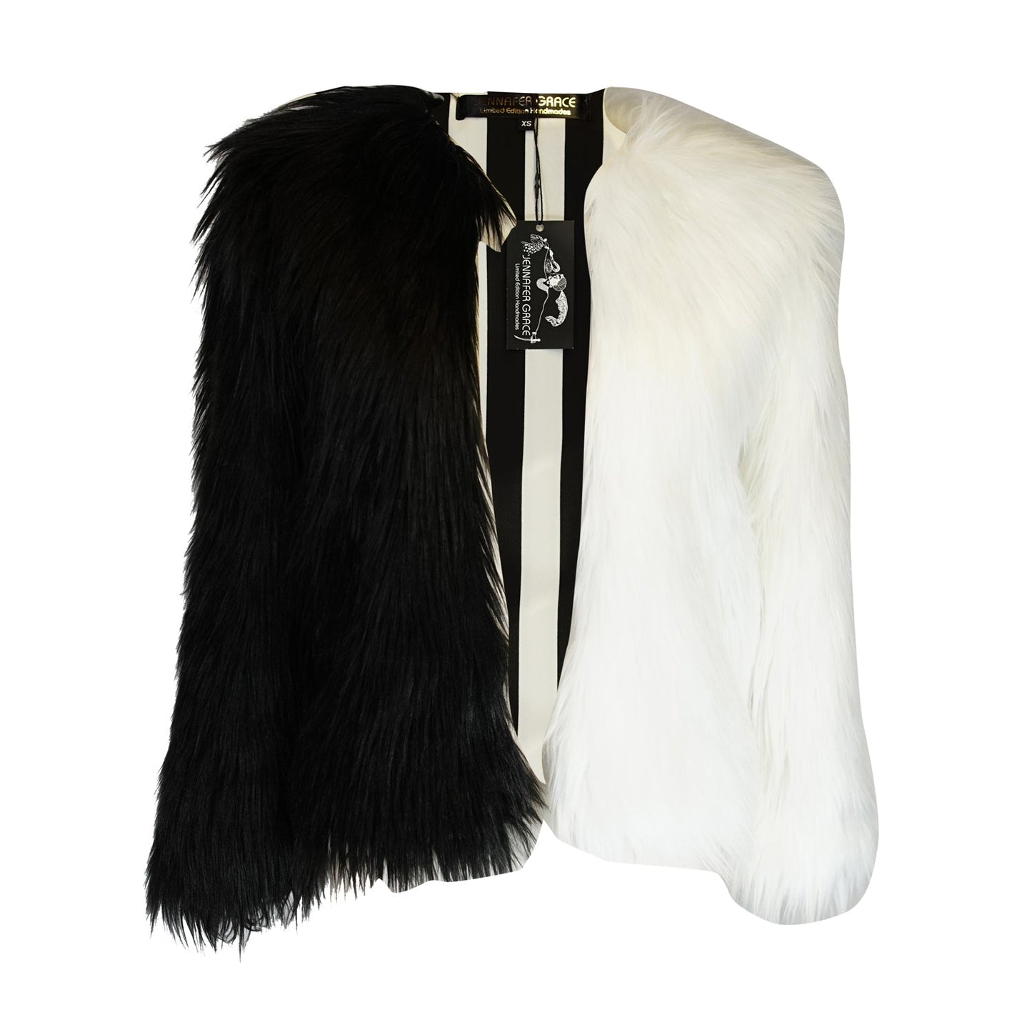 Harmony Faux Fur Yin-Yang Jacket in Noir et Blanc