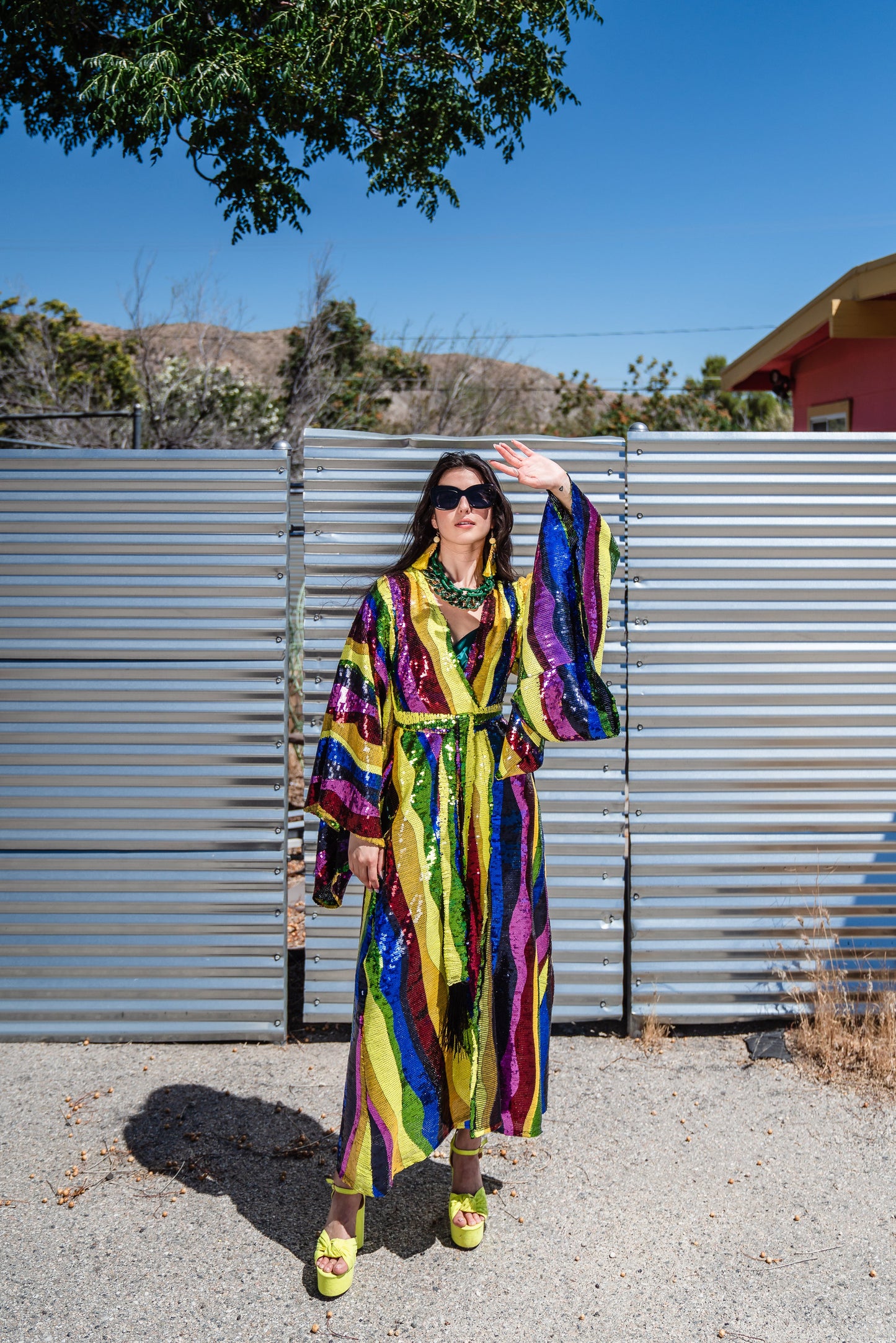 Rainbow Road Sequin Kimono