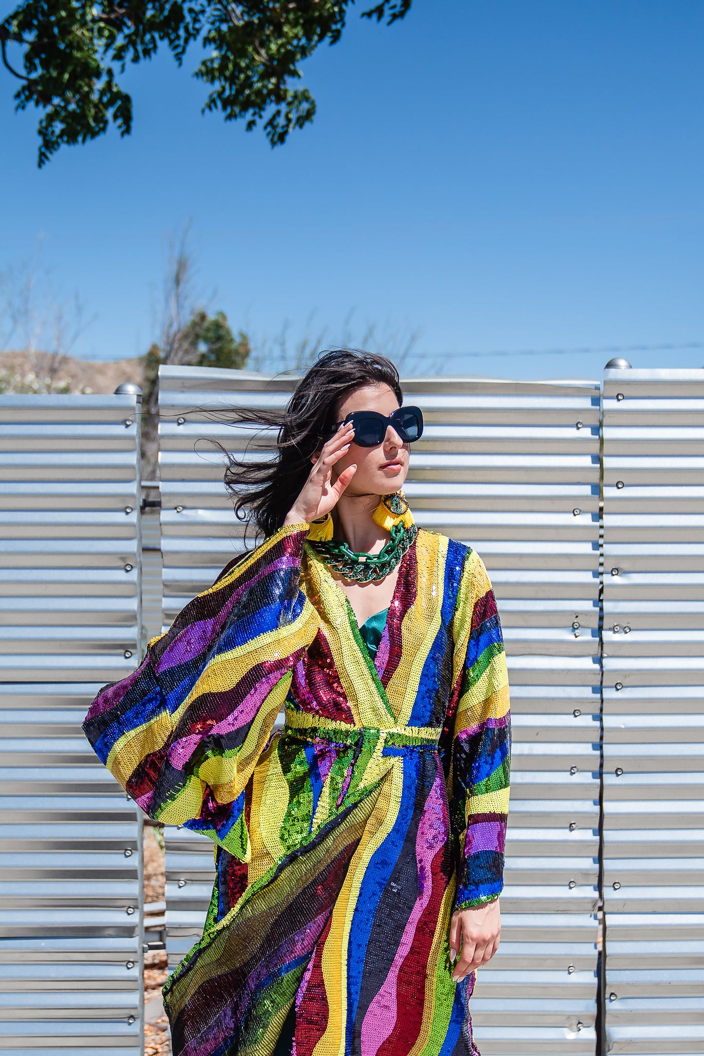 Rainbow Road Sequin Kimono