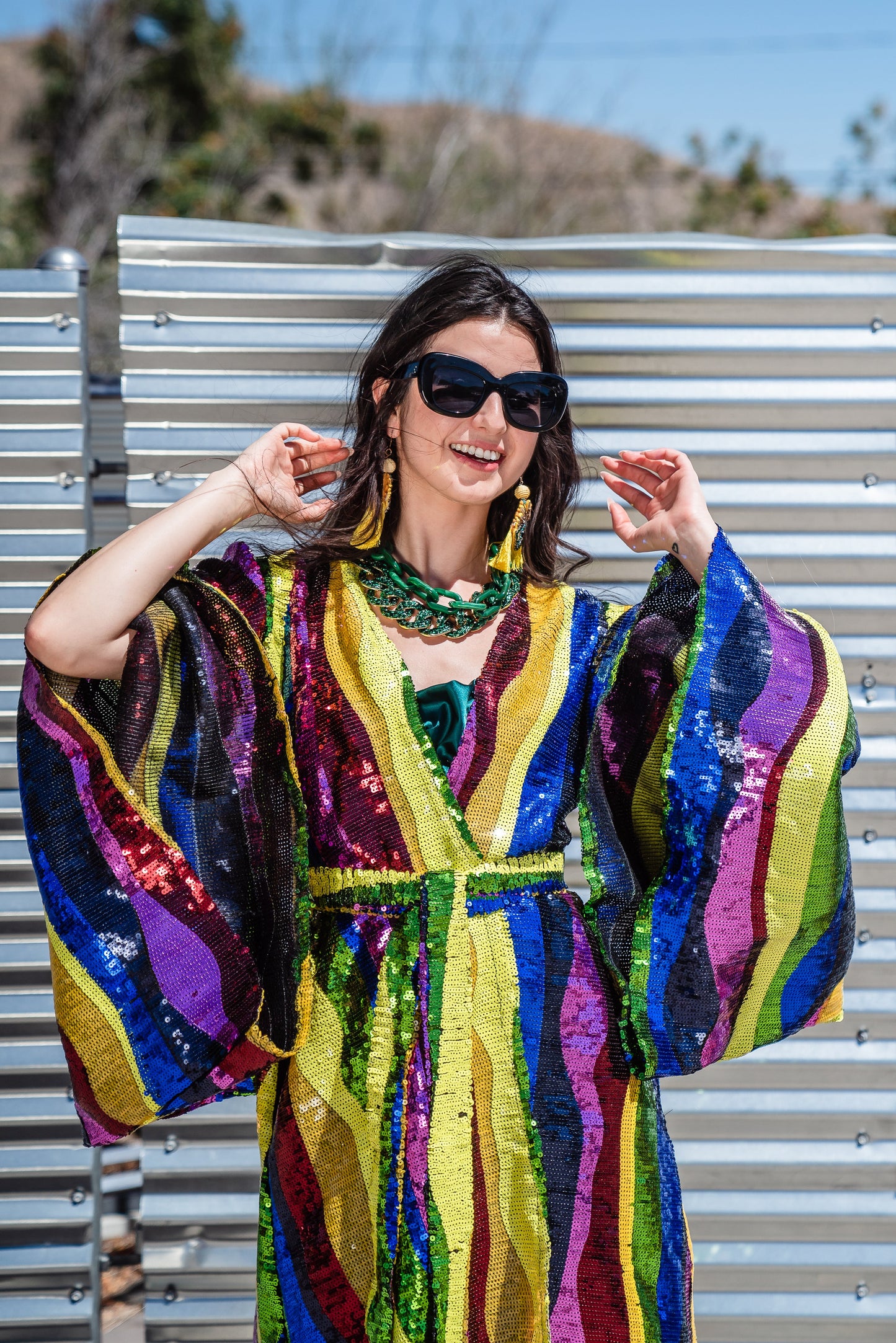Rainbow Road Sequin Kimono