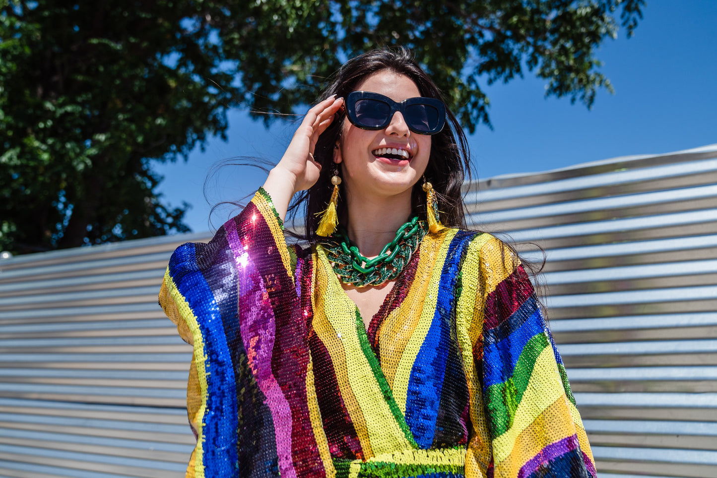 Rainbow Road Sequin Kimono