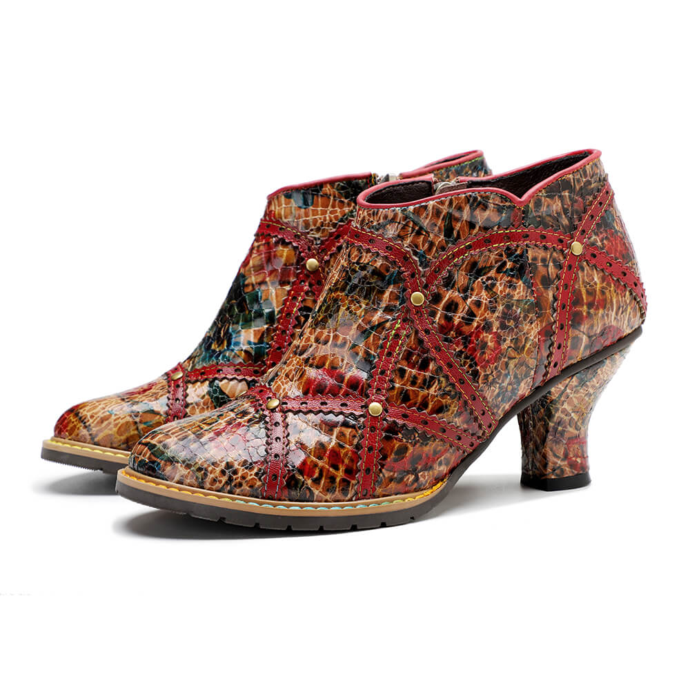 Starlit Confidence Colorful Handmade Low Heel Booties