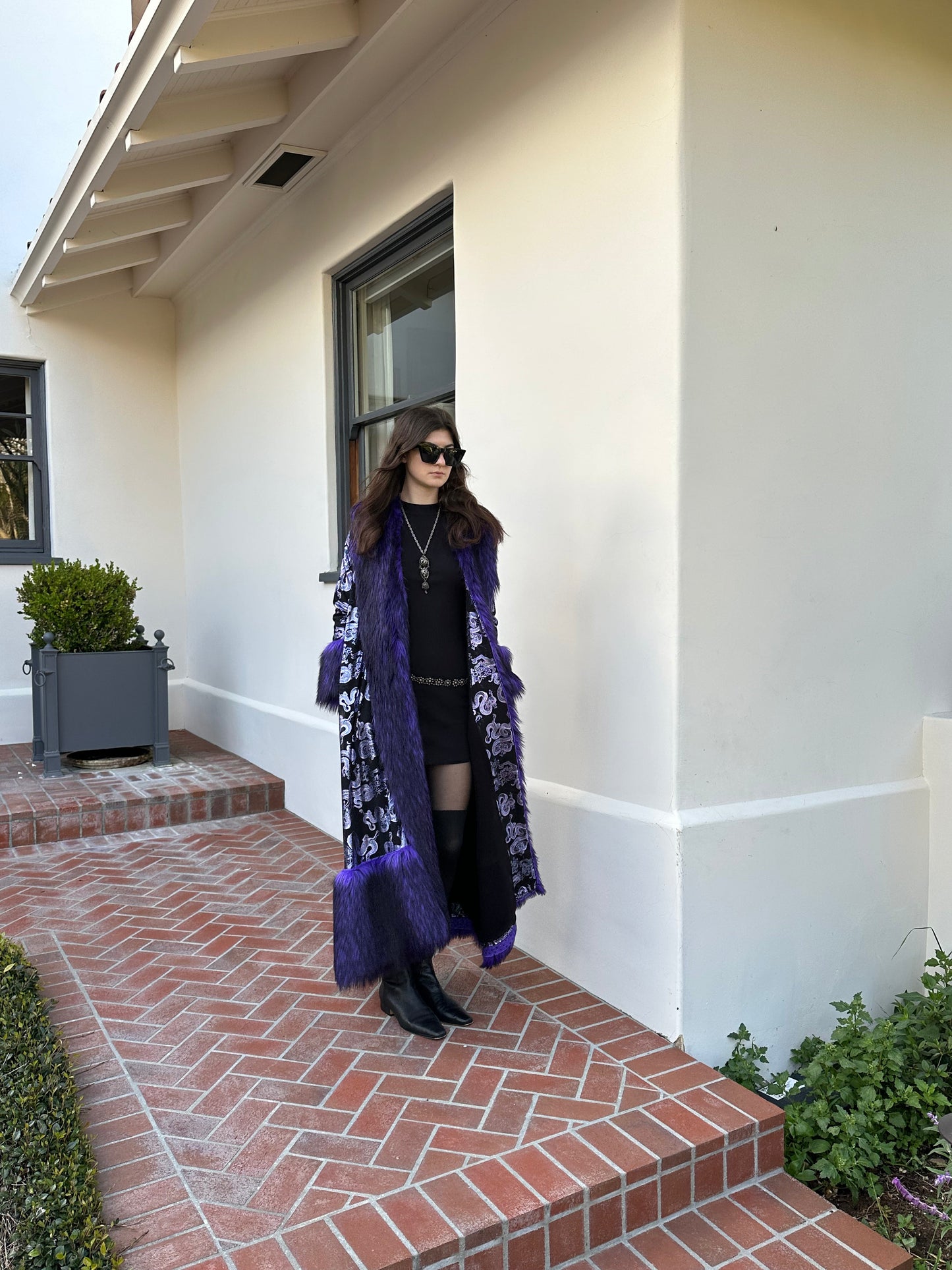 Penny Deluxe Nymeria Plum Faux Fur Coat