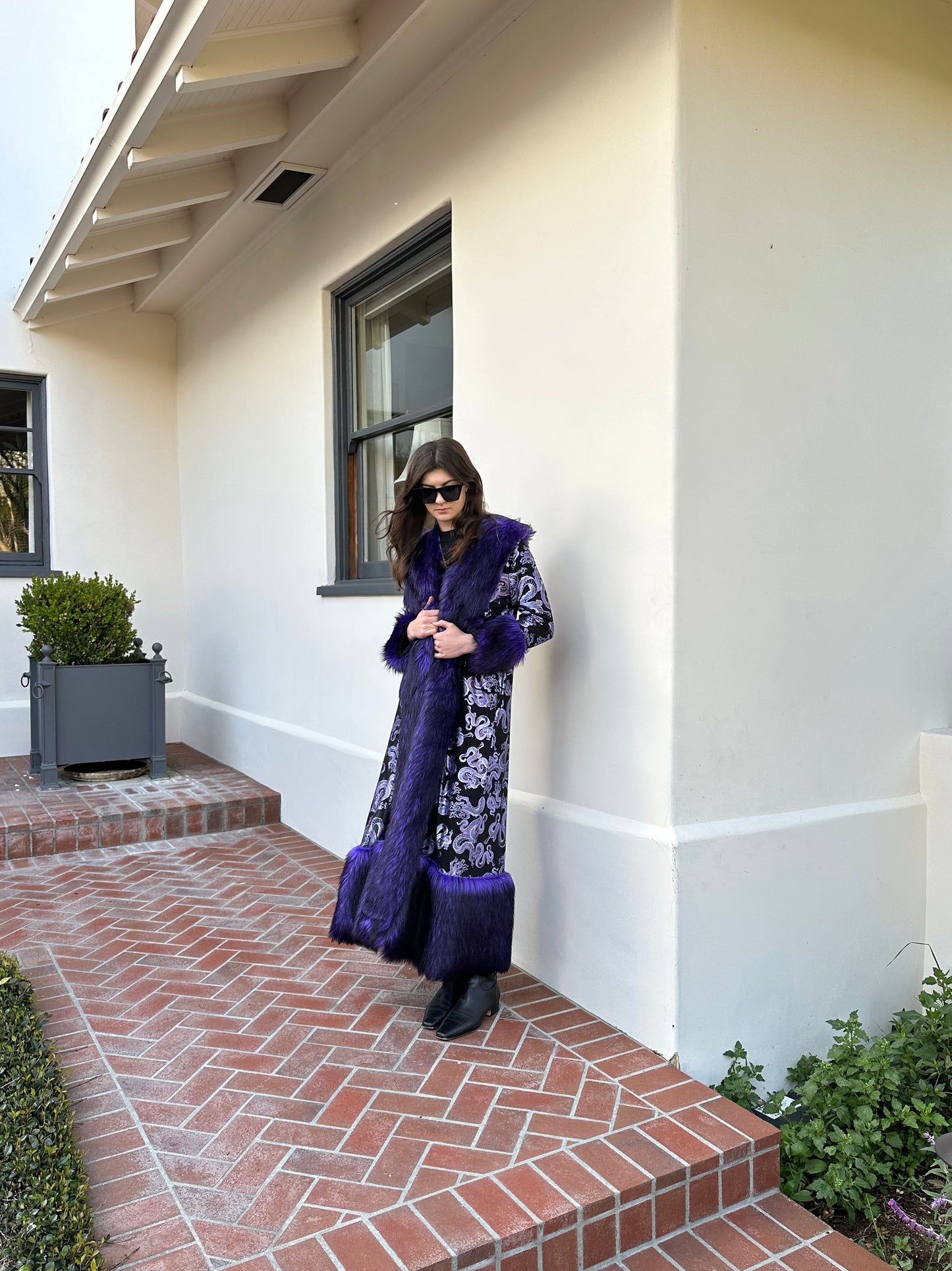 Penny Deluxe Nymeria Plum Faux Fur Coat