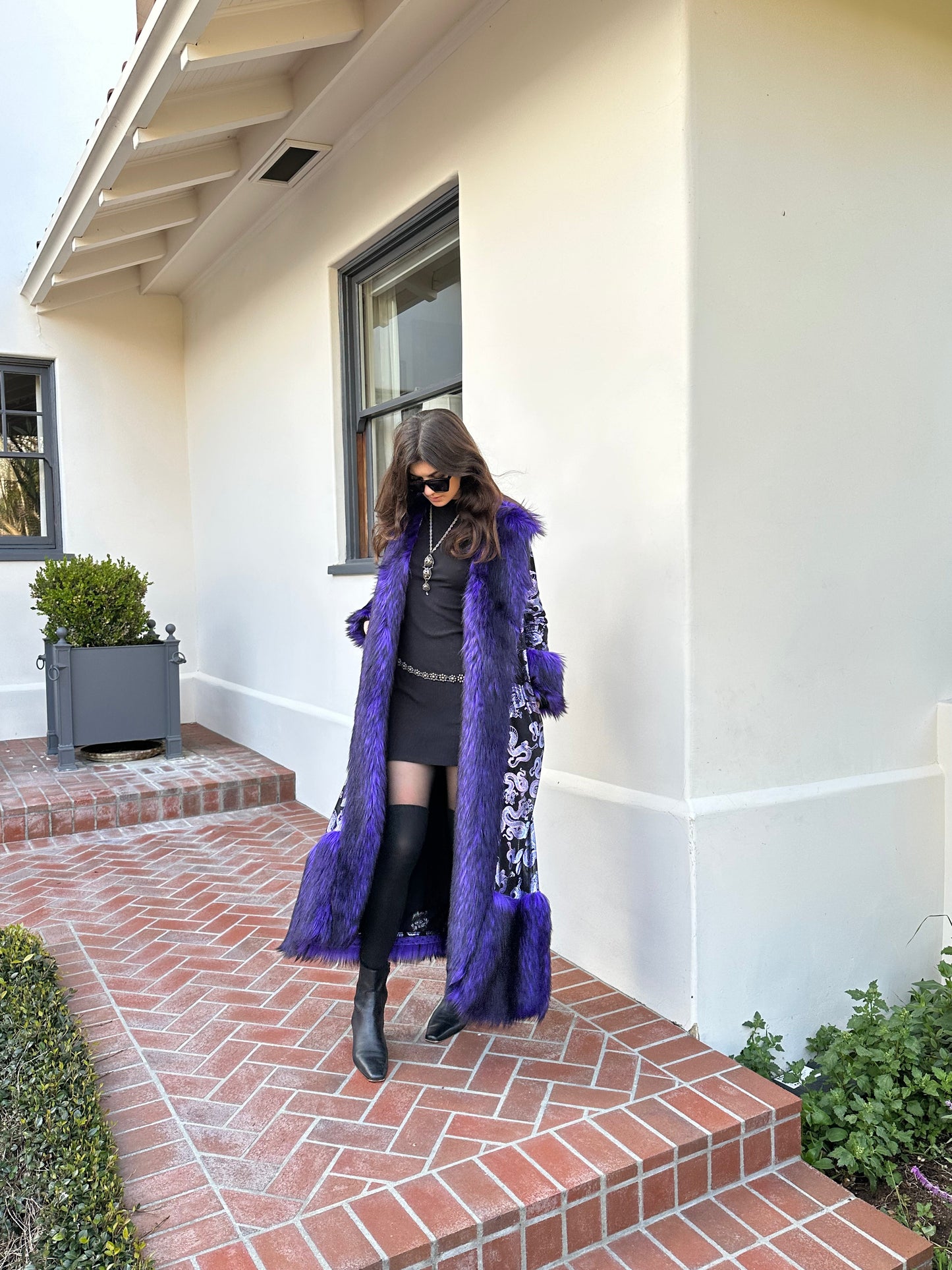 Penny Deluxe Nymeria Plum Faux Fur Coat