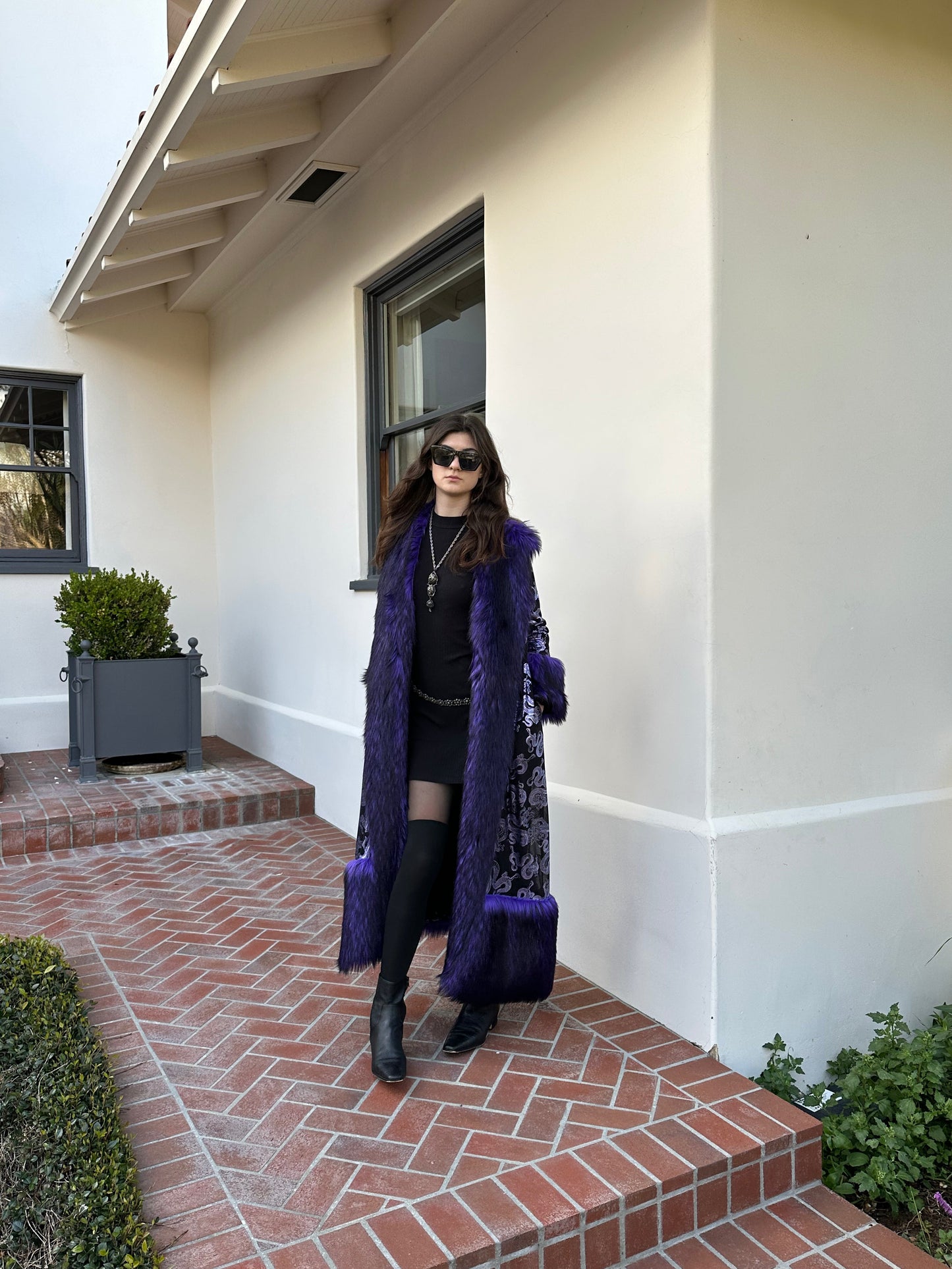 Penny Deluxe Nymeria Plum Faux Fur Coat