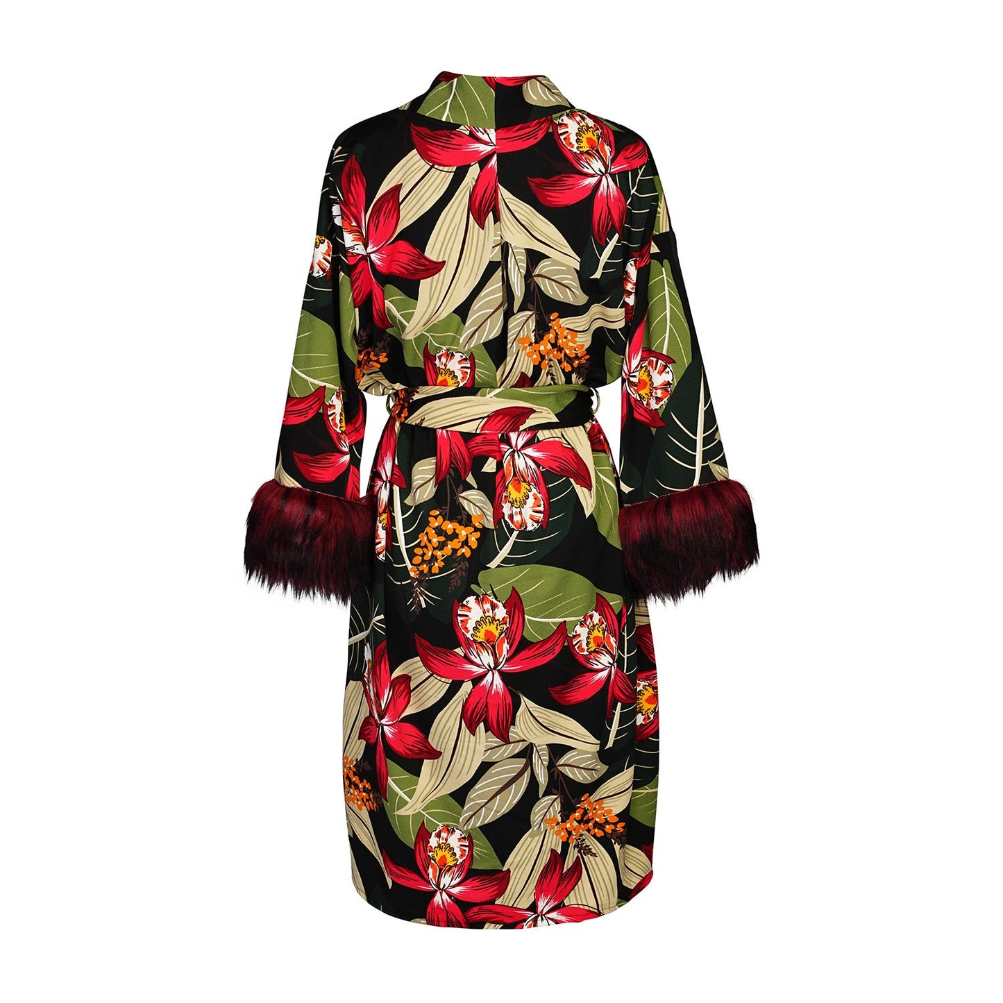 Jardin Nuit Faux Fur Koi Kimono