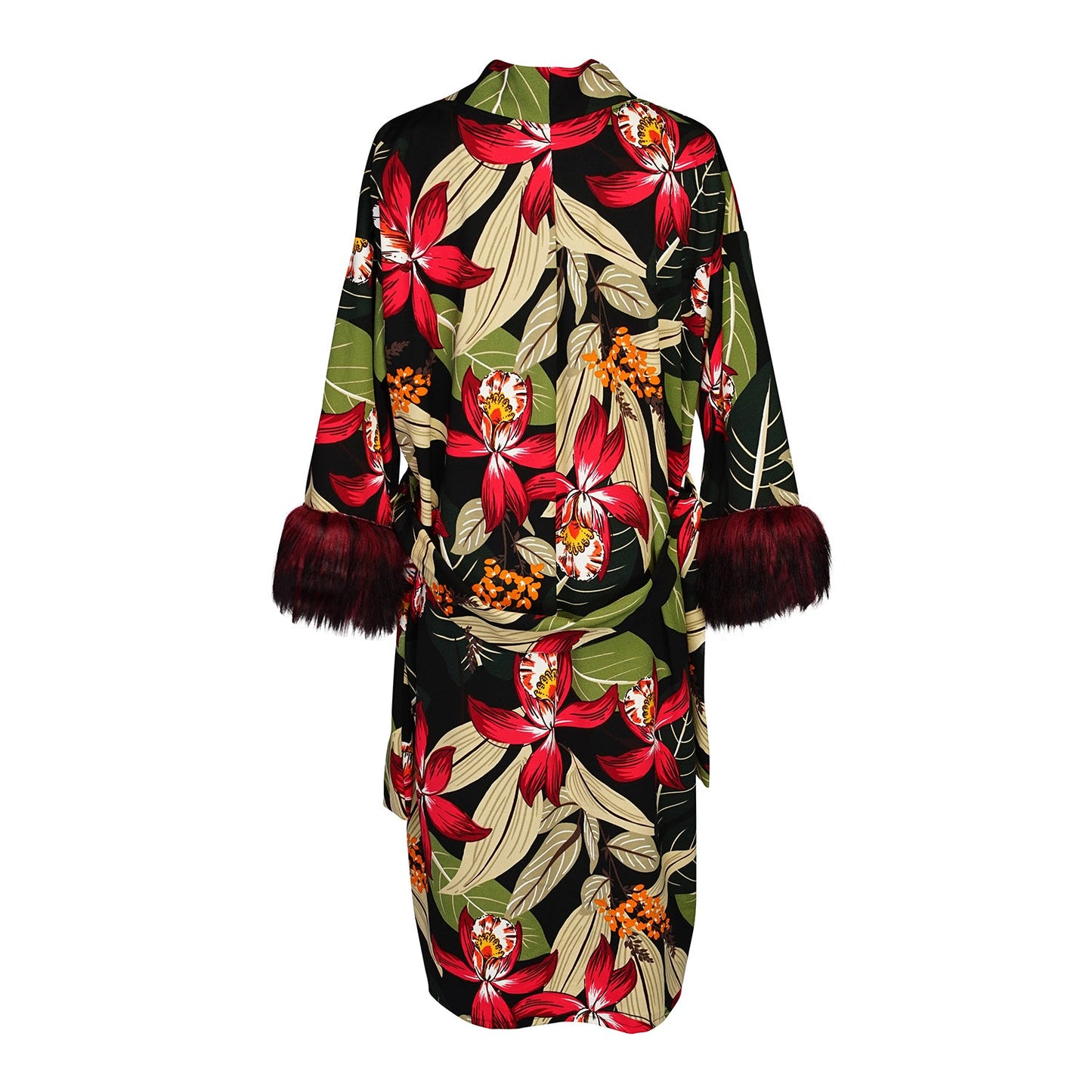Jardin Nuit Faux Fur Koi Kimono