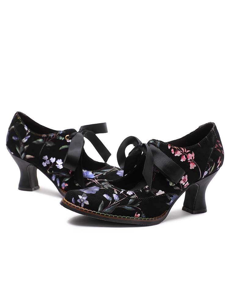 Starlit Confidence Floral Leather Handmade Shoes For Her