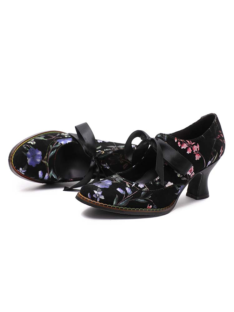 Starlit Confidence Floral Leather Handmade Shoes For Her