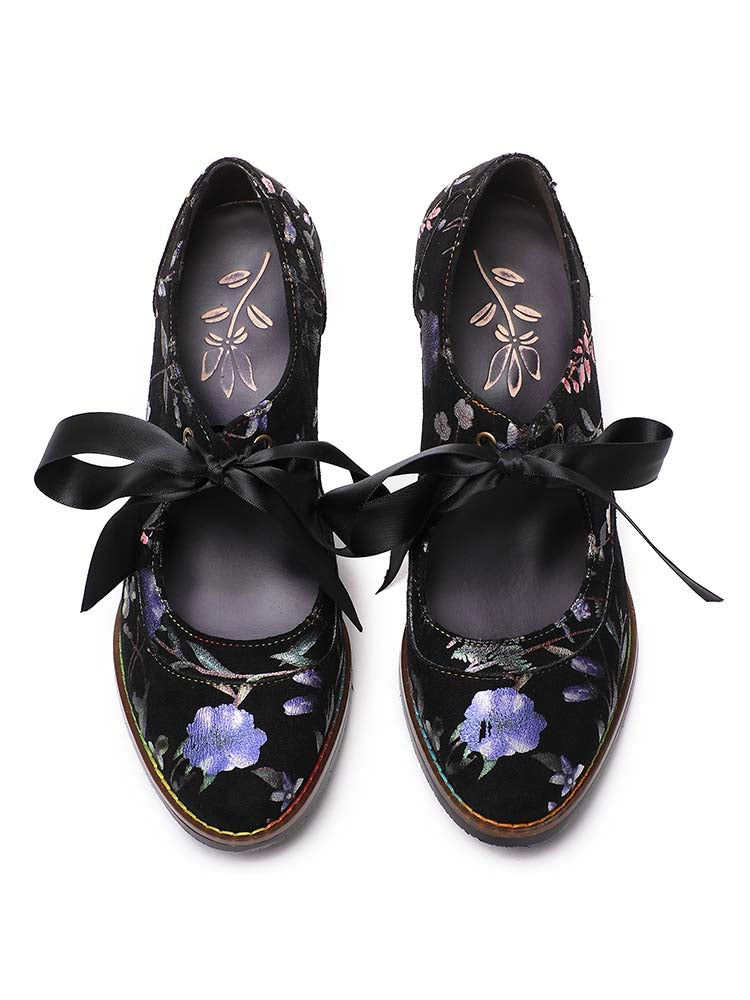 Starlit Confidence Floral Leather Handmade Shoes For Her