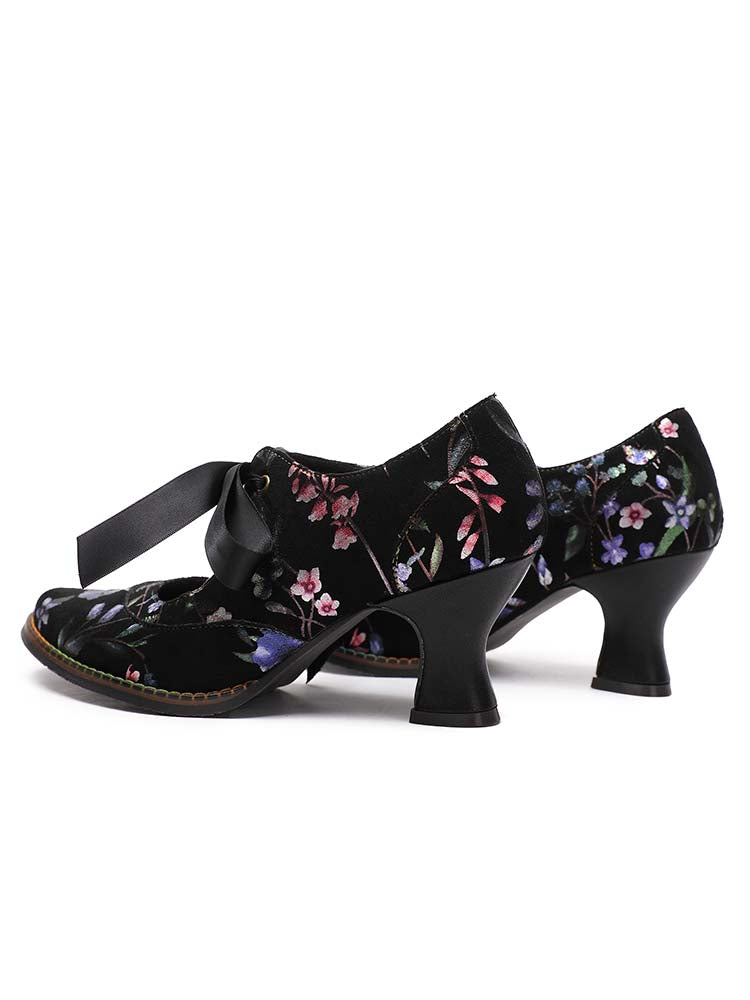 Starlit Confidence Floral Leather Handmade Shoes For Her