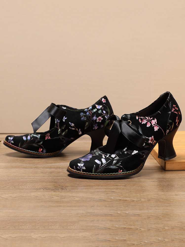 Starlit Confidence Floral Leather Handmade Shoes For Her