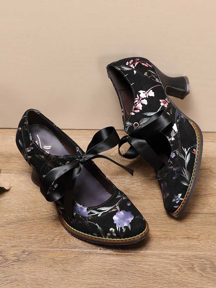 Starlit Confidence Floral Leather Handmade Shoes For Her