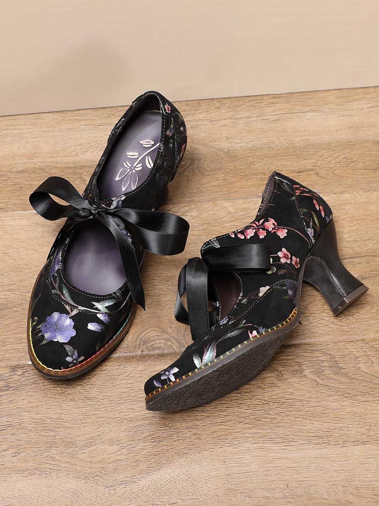 Starlit Confidence Floral Leather Handmade Shoes For Her