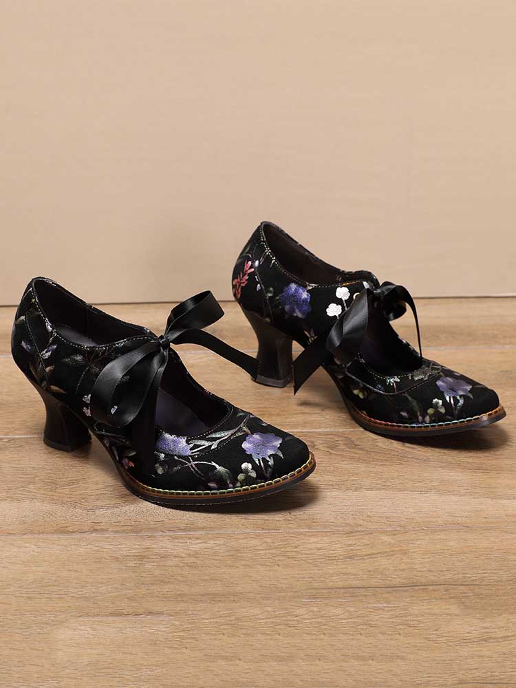 Starlit Confidence Floral Leather Handmade Shoes For Her