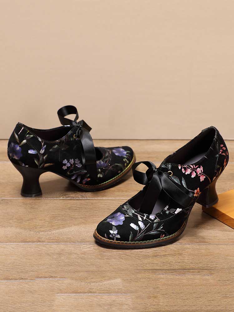 Starlit Confidence Floral Leather Handmade Shoes For Her