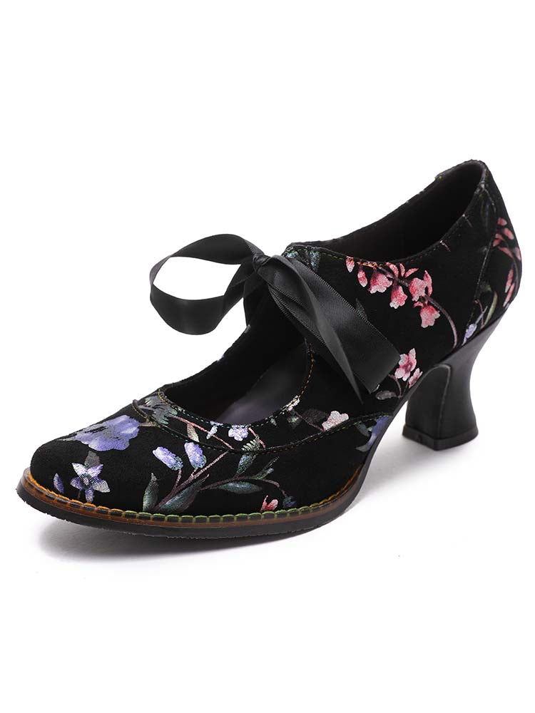 Starlit Confidence Floral Leather Handmade Shoes For Her