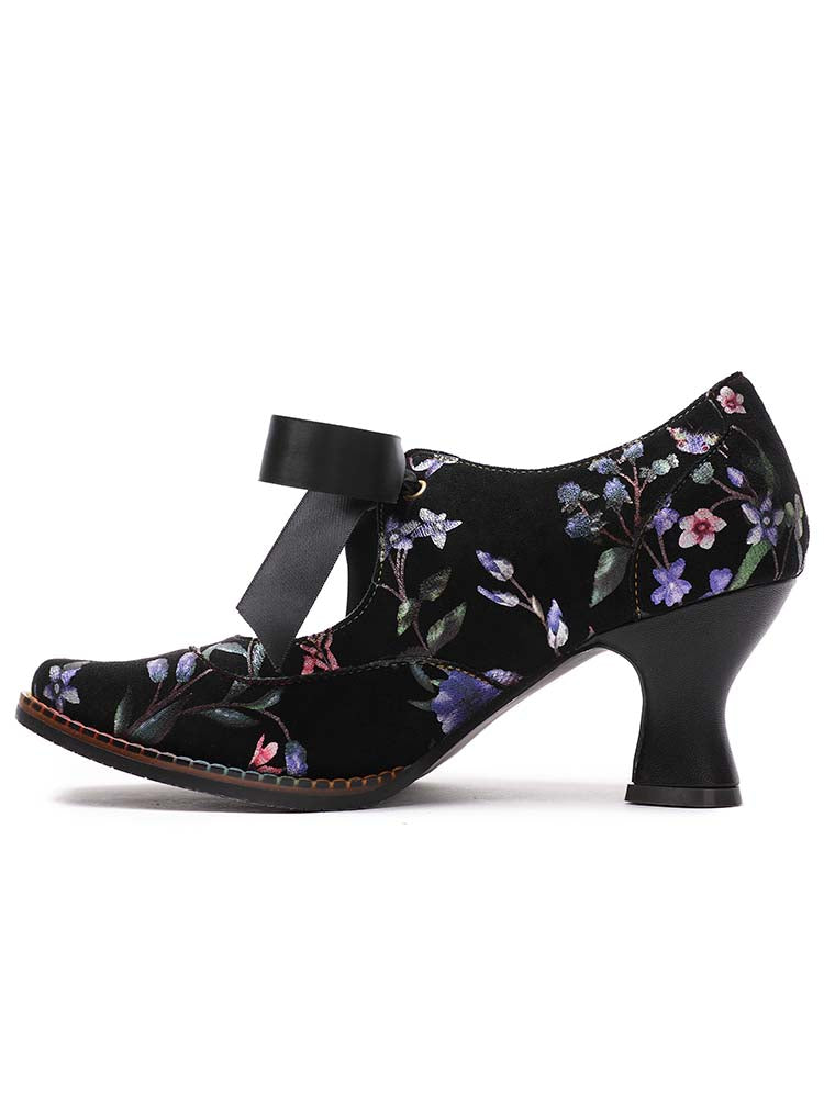 Starlit Confidence Floral Leather Handmade Shoes For Her