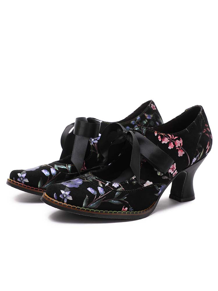 Starlit Confidence Floral Leather Handmade Shoes For Her