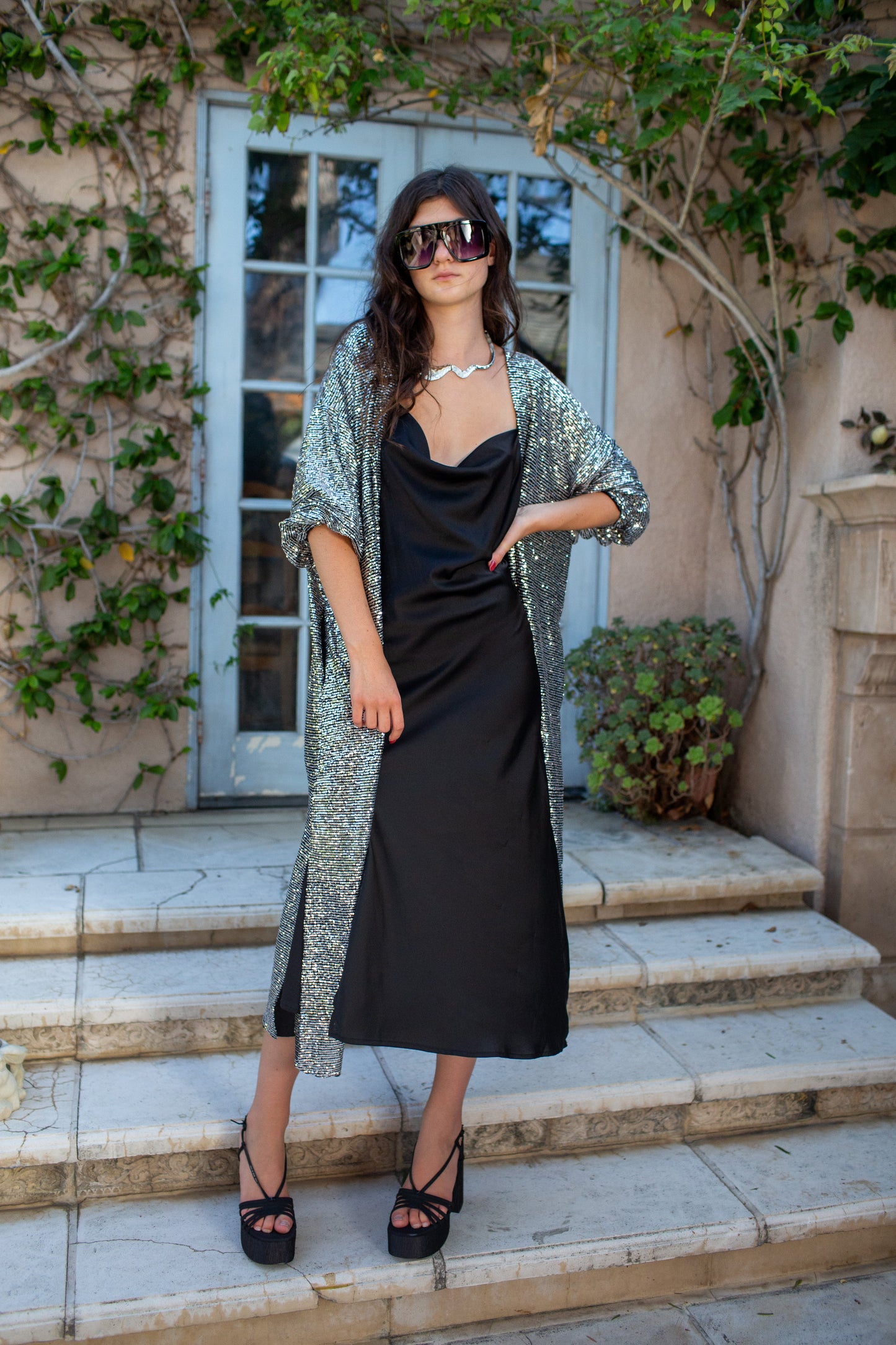 Moonstone Noir Sequin Cocoon Jacket