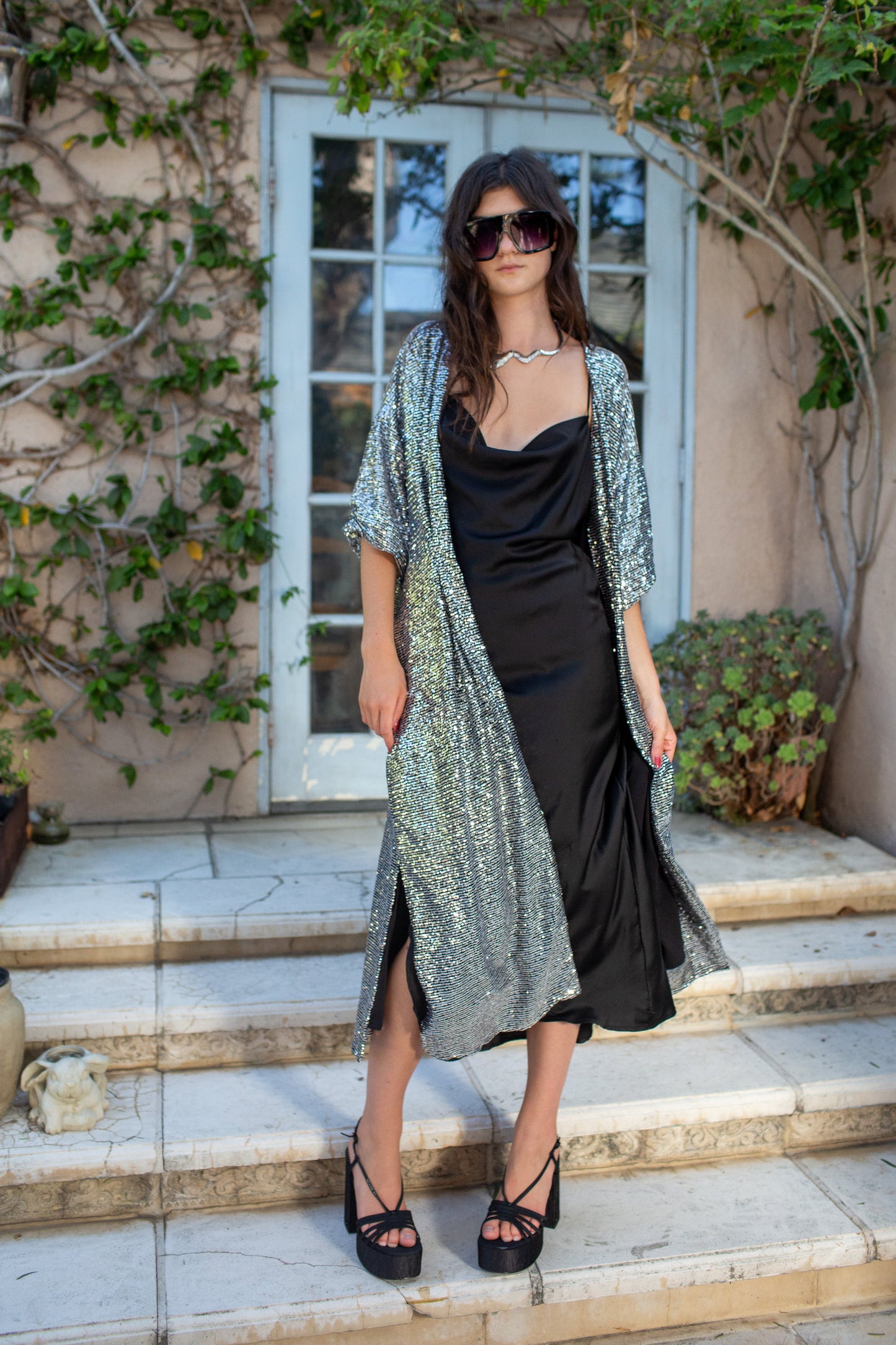 Moonstone Noir Sequin Cocoon Jacket