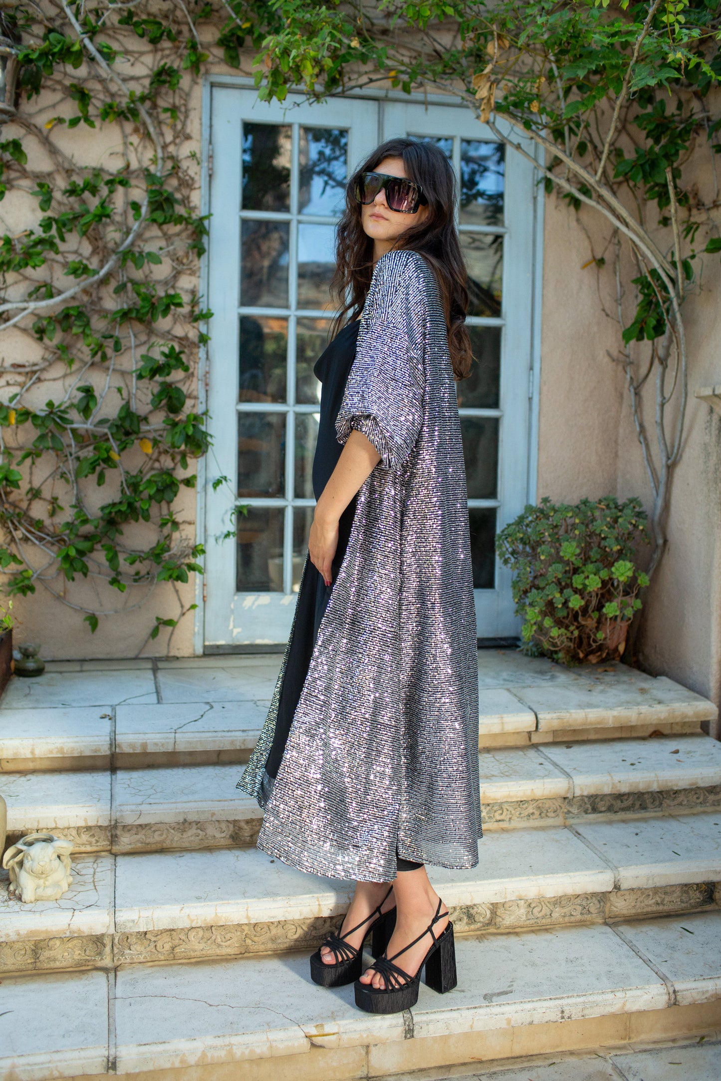 Moonstone Noir Sequin Cocoon Jacket