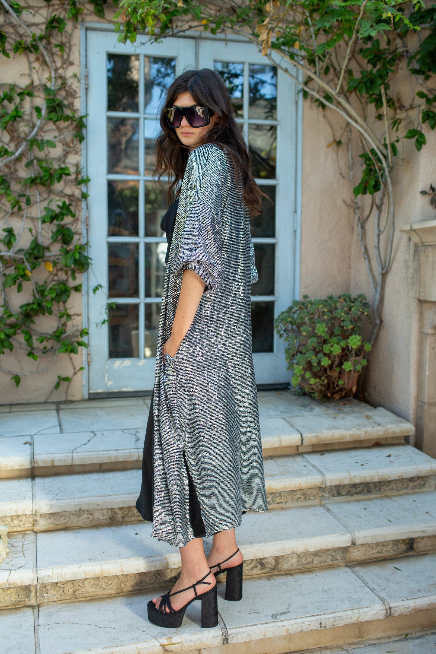 Moonstone Noir Sequin Cocoon Jacket