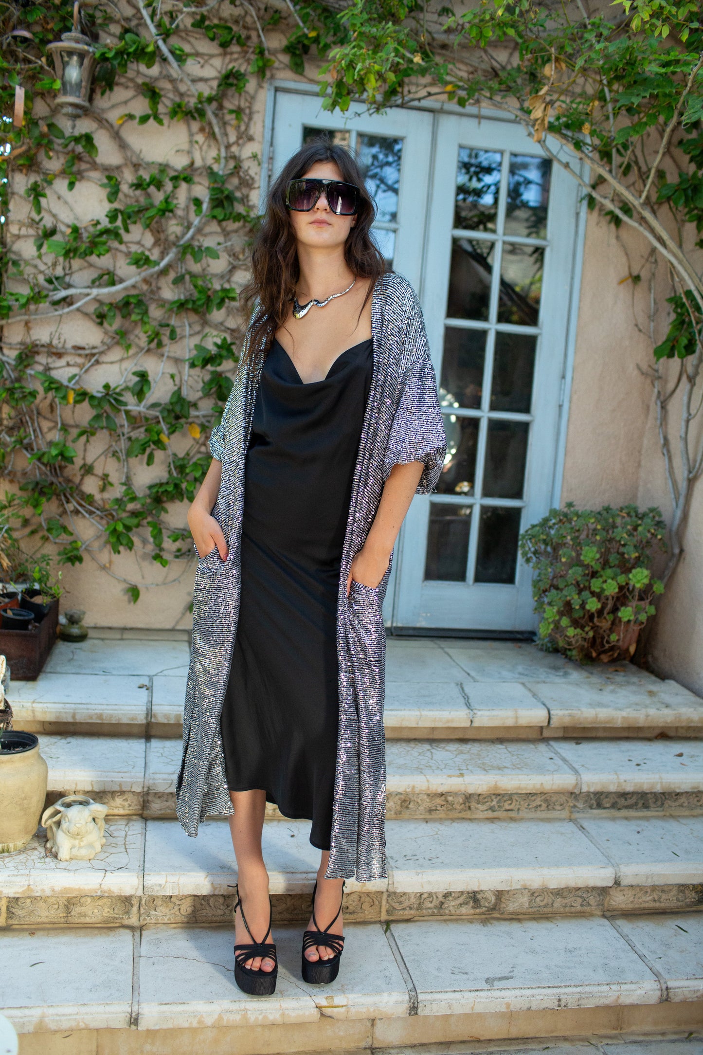 Moonstone Noir Sequin Cocoon Jacket