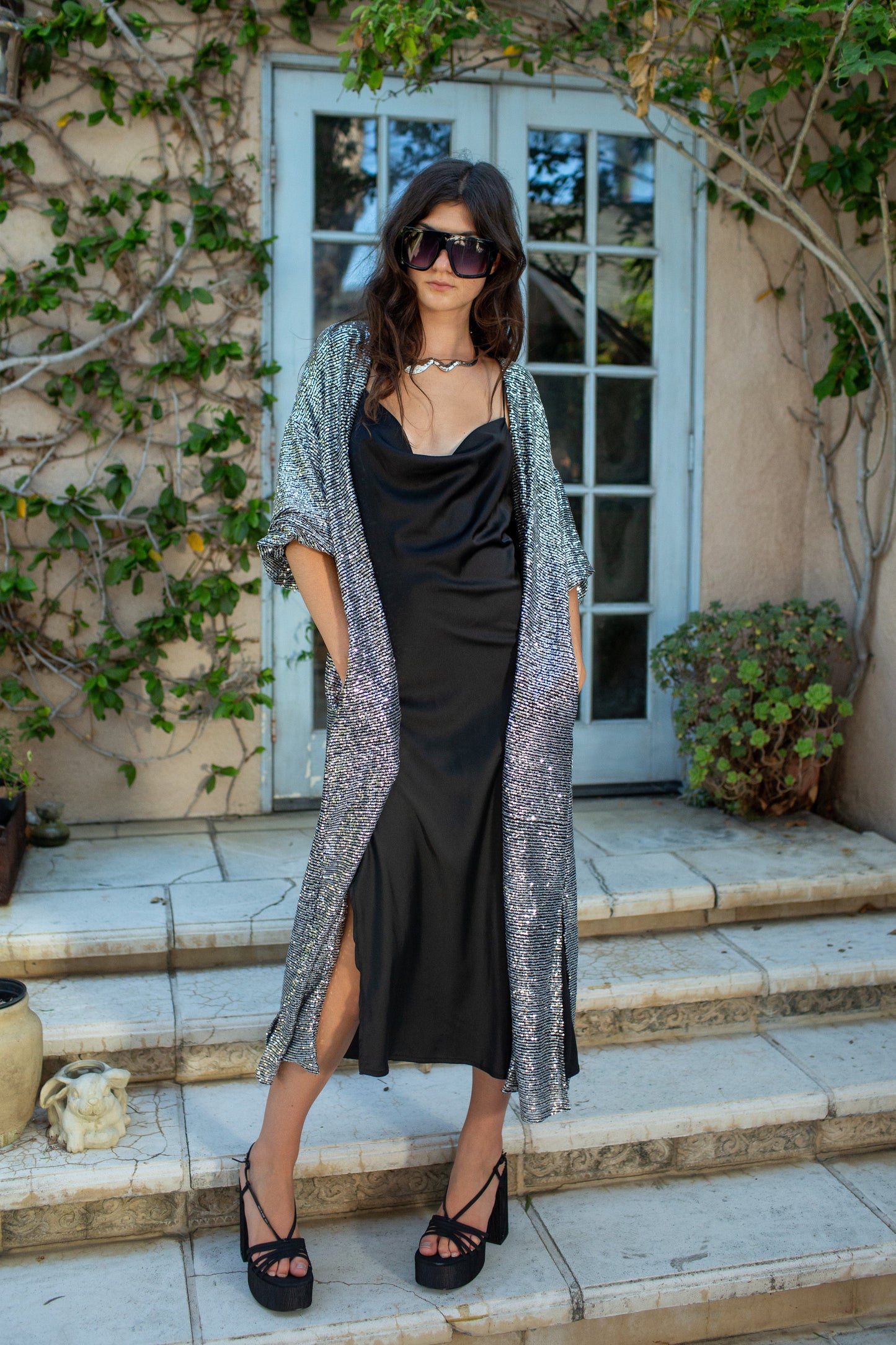 Moonstone Noir Sequin Cocoon Jacket