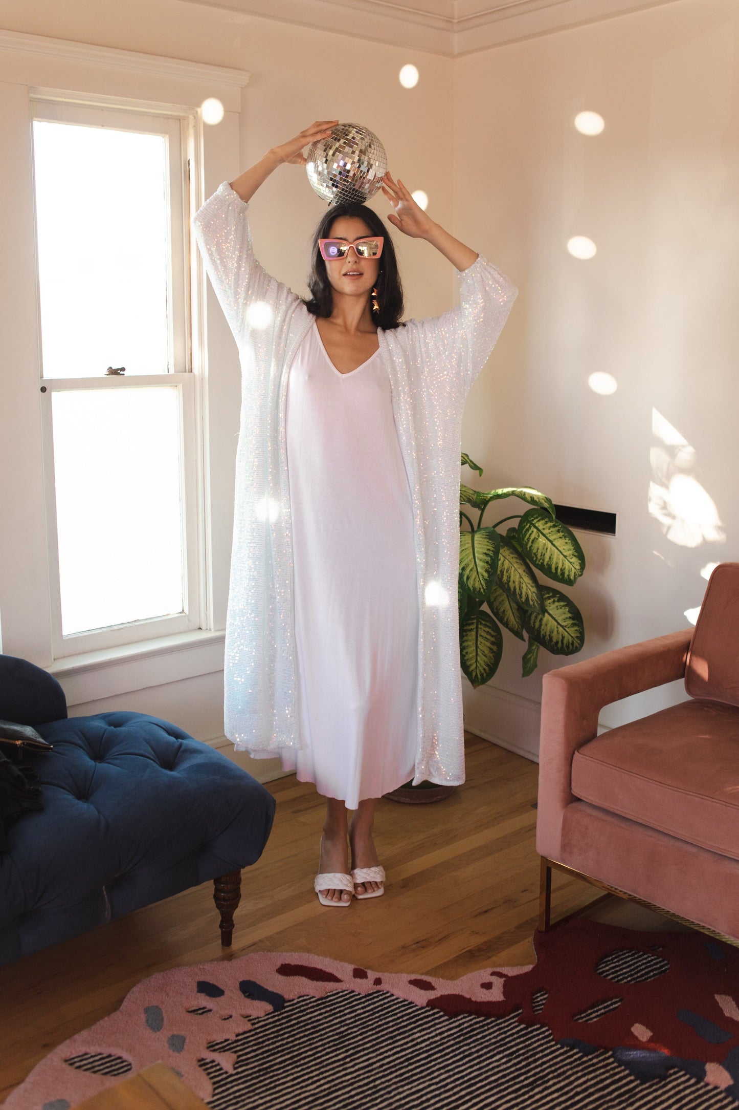Moonstone Blanc Sequin Cocoon Jacket