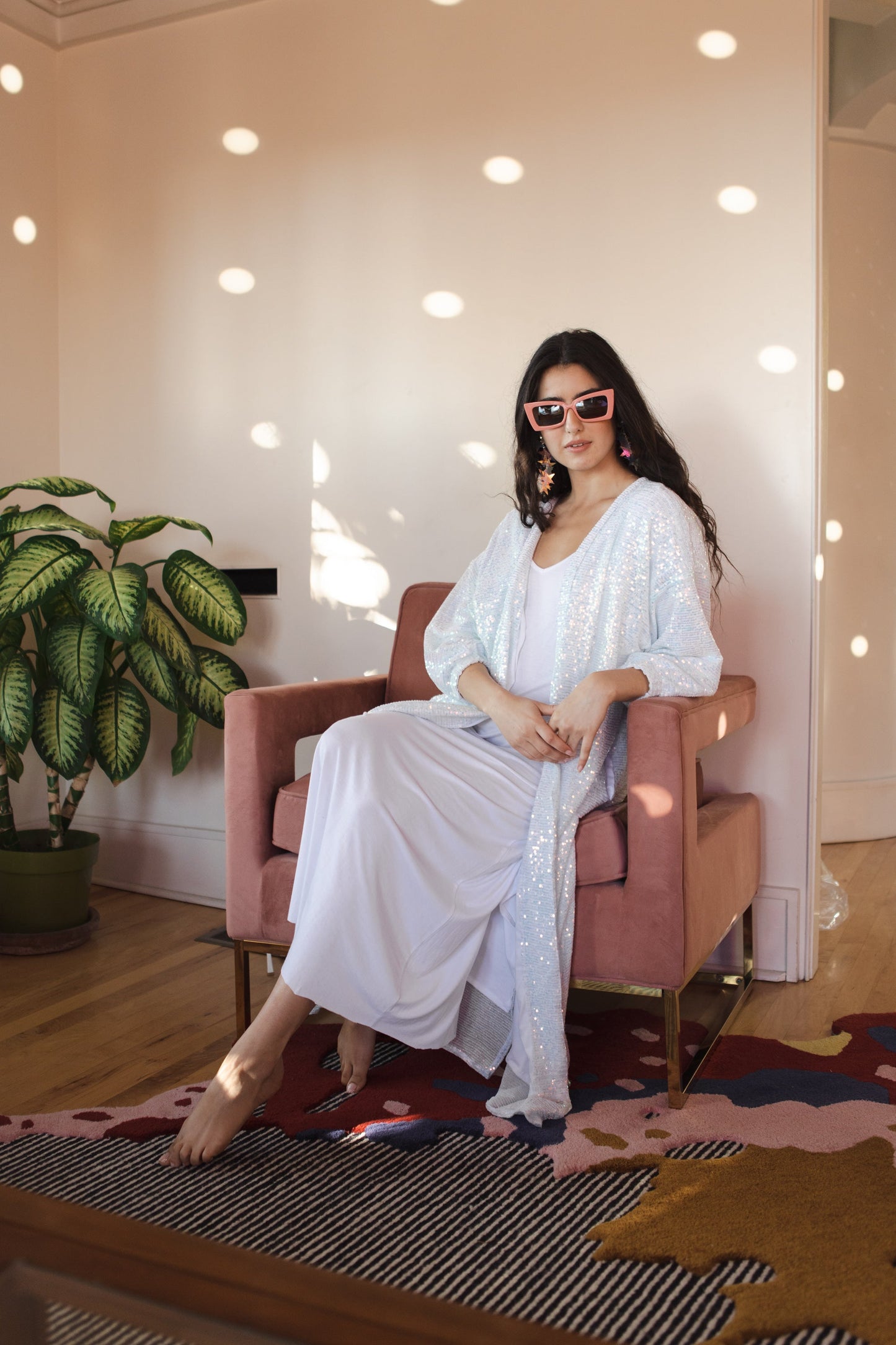Moonstone Blanc Sequin Cocoon Jacket
