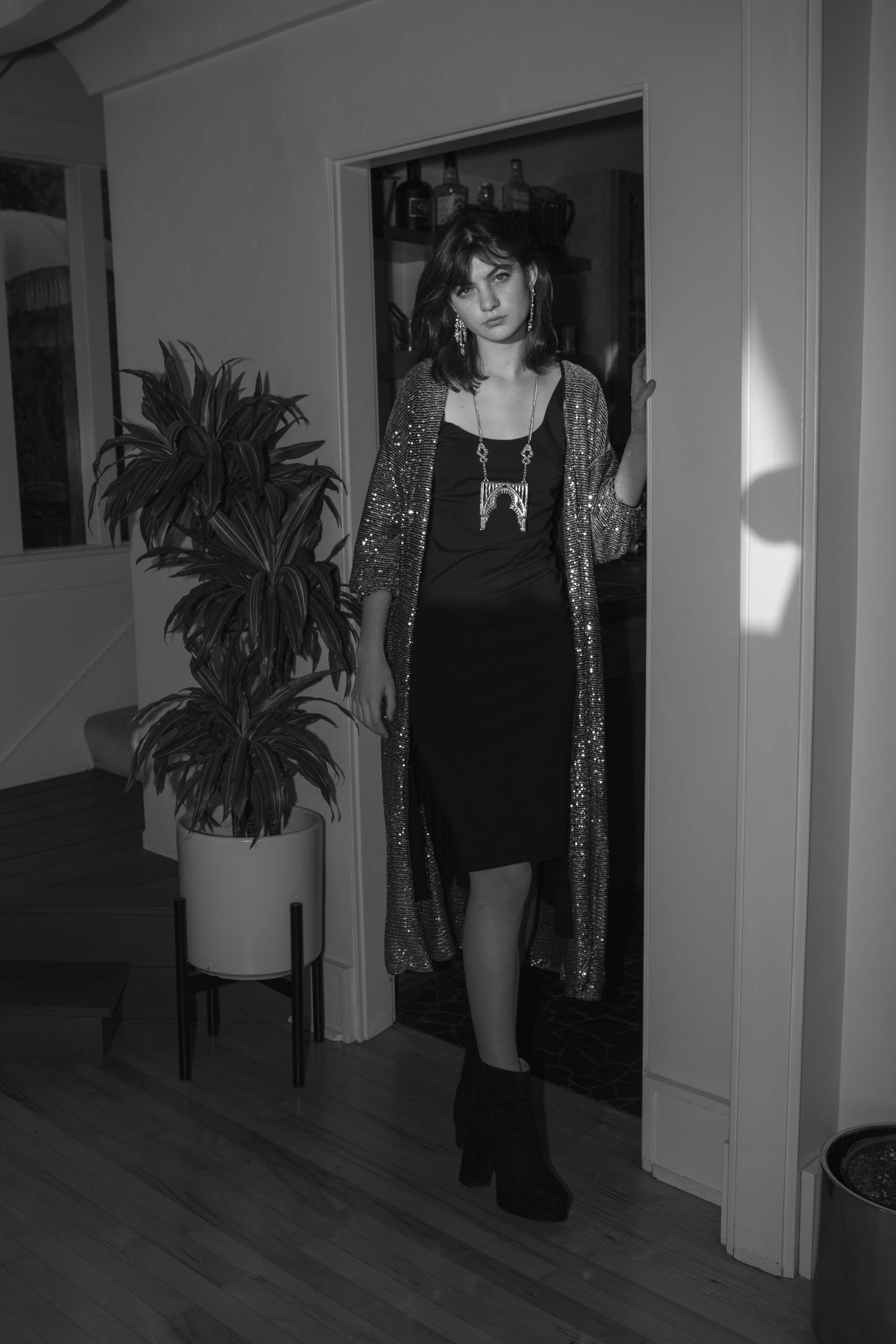 Moonstone Noir Sequin Cocoon Jacket
