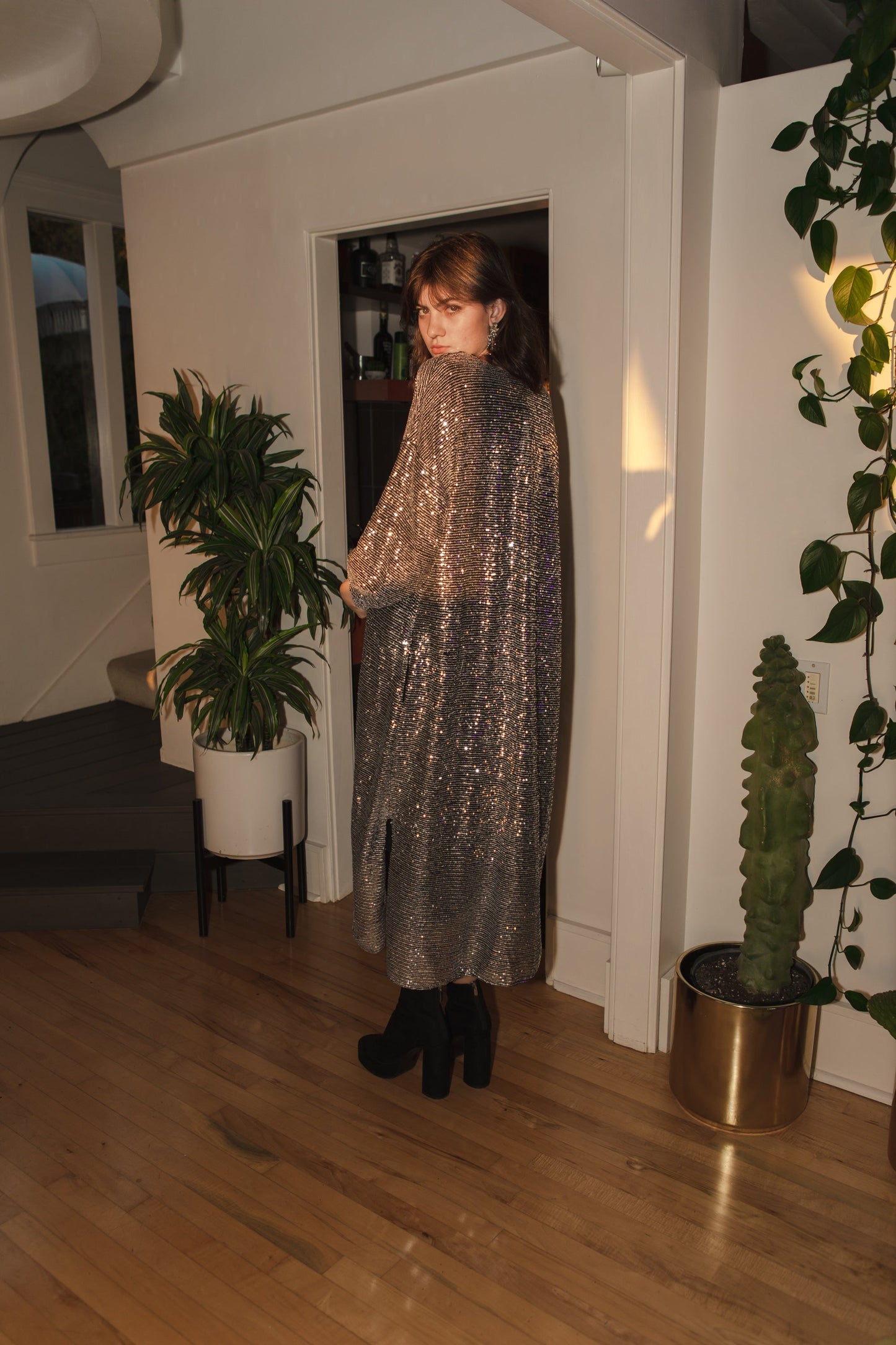 Moonstone Noir Sequin Cocoon Jacket