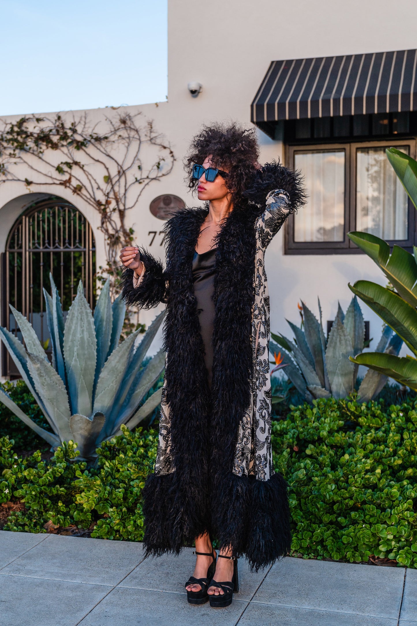 Penny Deluxe Charnelle Sequin Faux Fur Coat