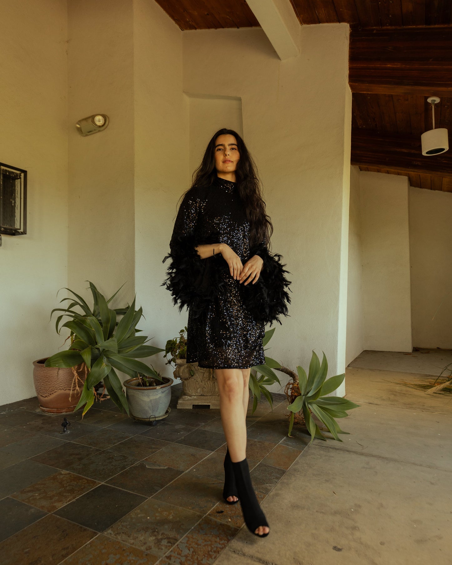 Time Warp Sequin Mod Mini in Frankie Black