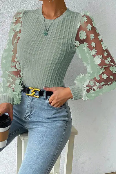 Celestial Chic Floral Applique Blouse