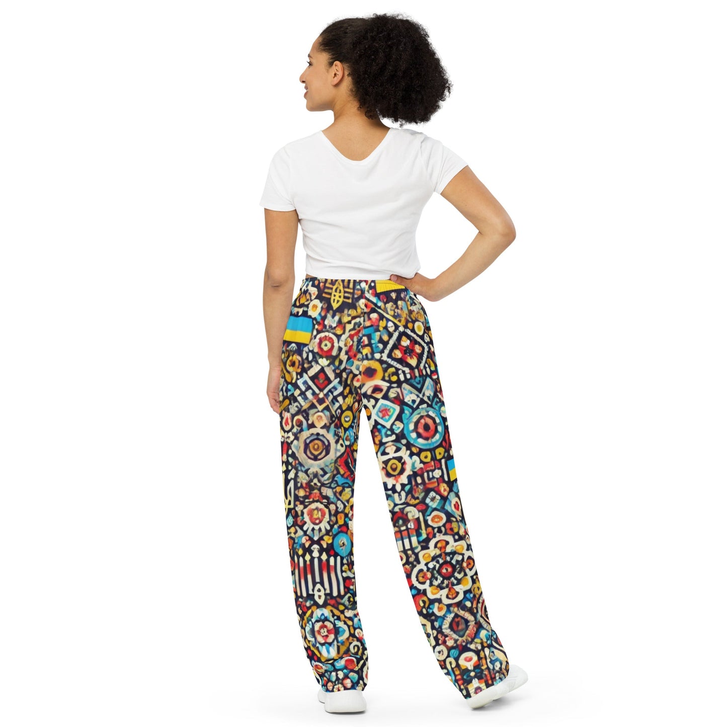 Ukrainian symbols wide-leg pants