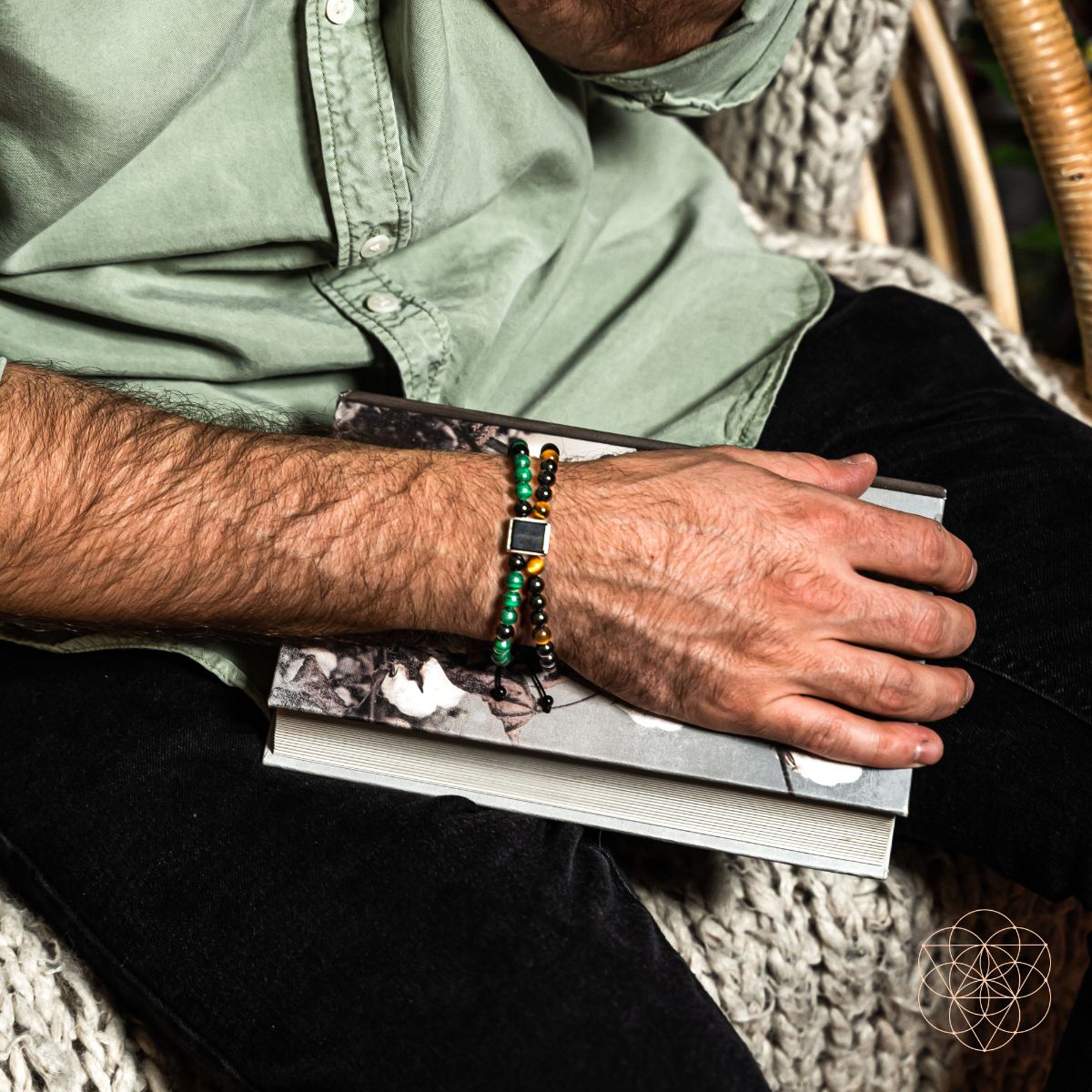 Lunar Magnetism Power Bracelet With Malachite Onyx Aura