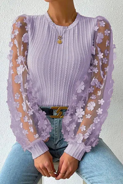 Celestial Chic Floral Applique Blouse