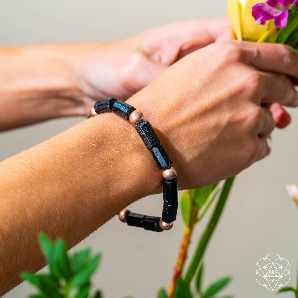 Moonlit Confidence Copper Bracelet With Golden Obsidian