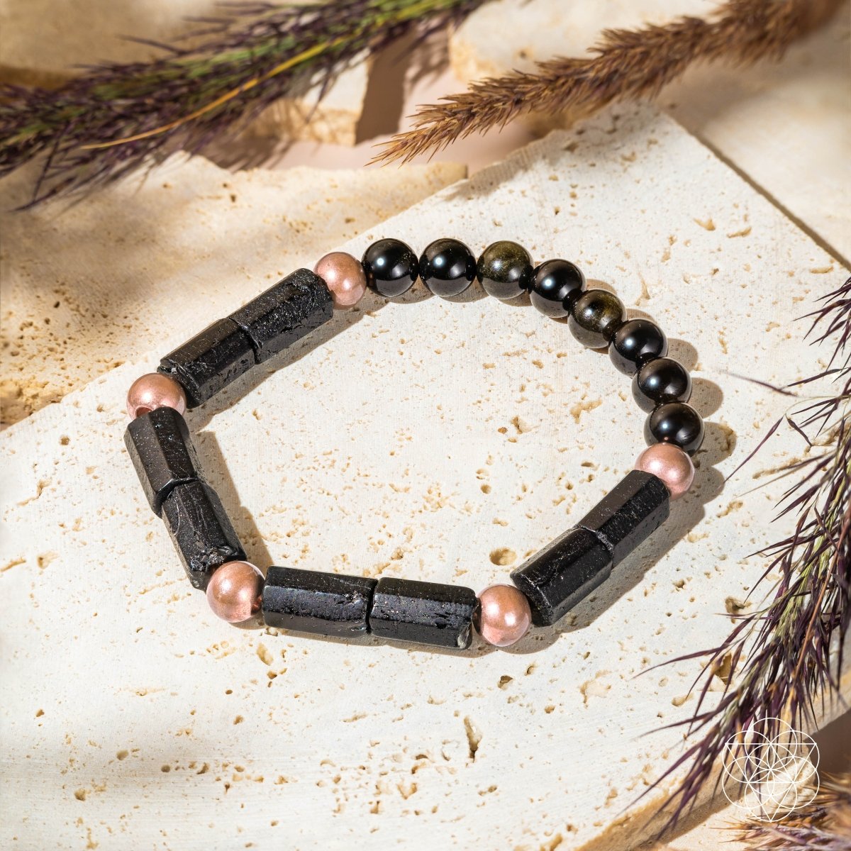 Moonlit Confidence Copper Bracelet With Golden Obsidian