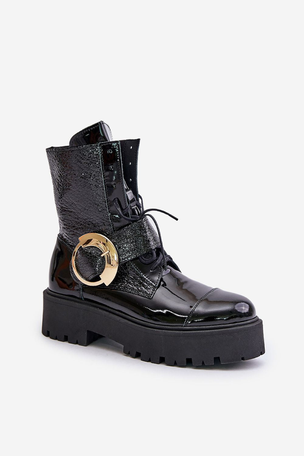 Bravora Leather Buckled Platform Boots