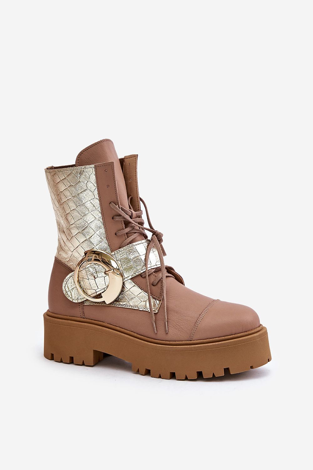 Bravora Leather Buckled Platform Boots