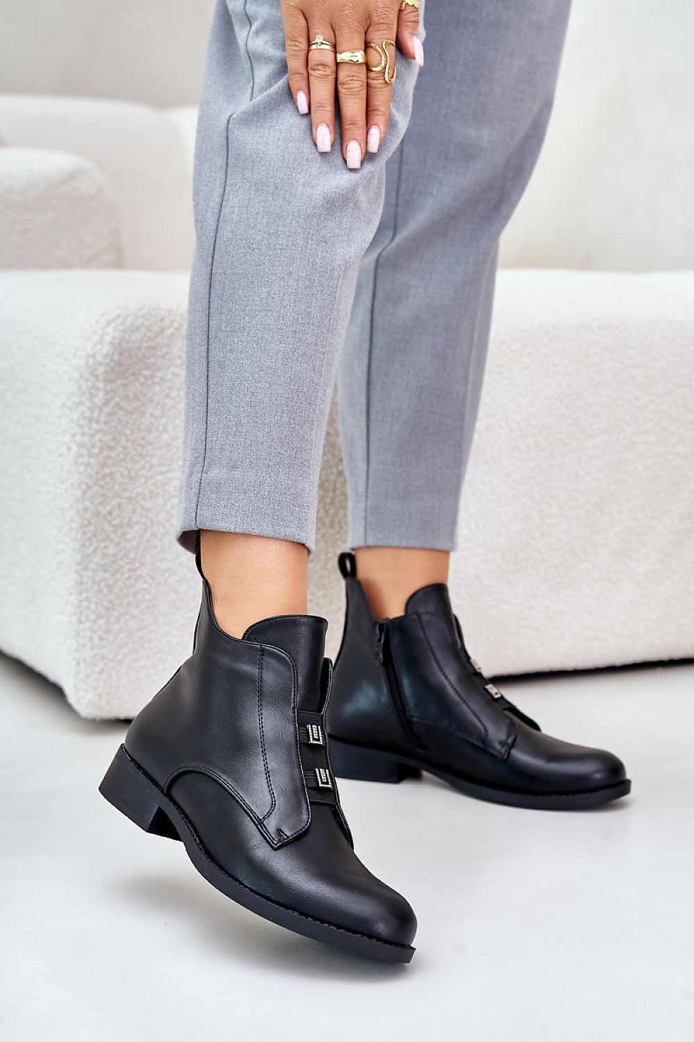 Dovarya Flat Eco Leather Boots for Women