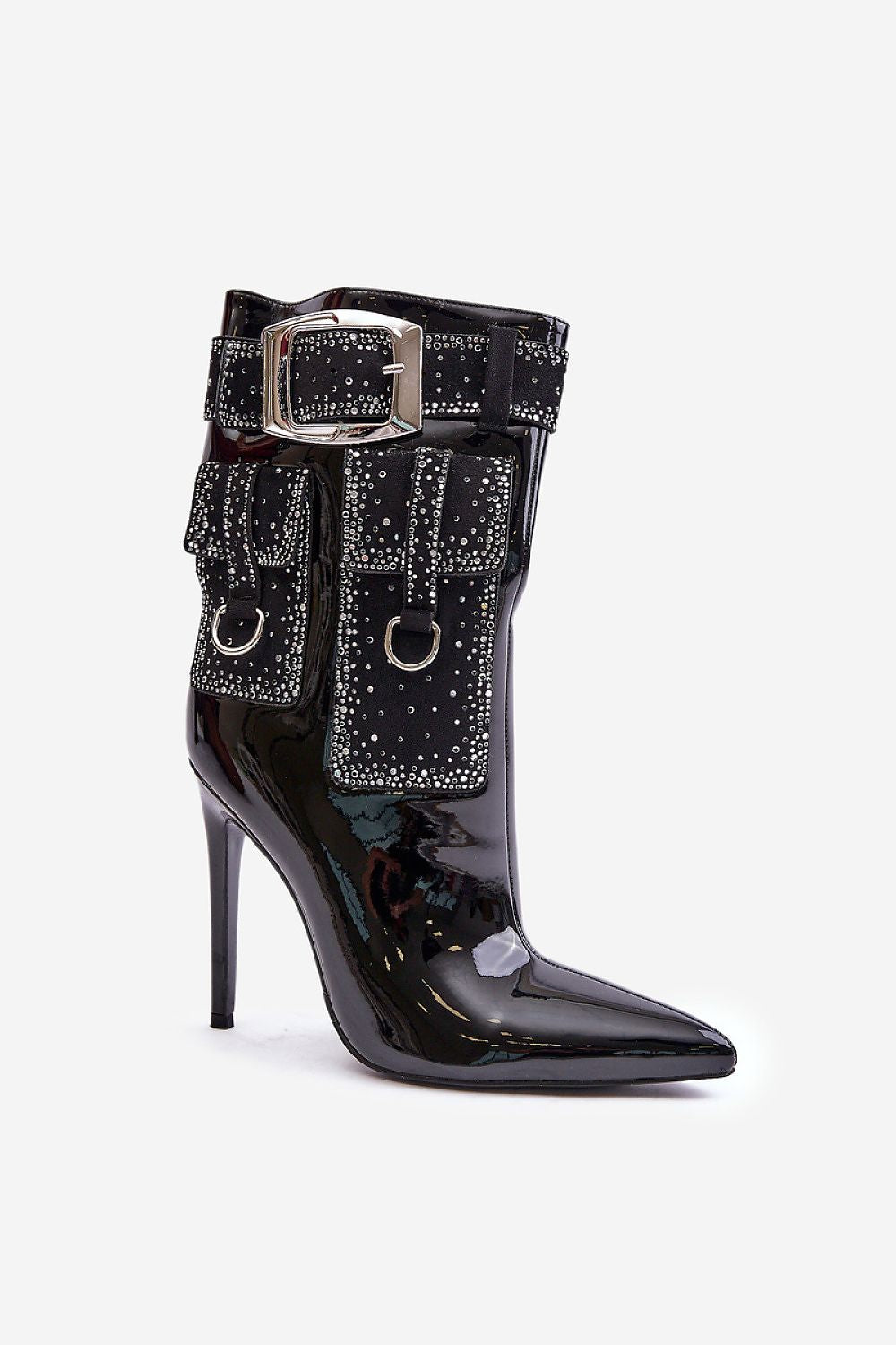 Arselina Silverbelt Patent Heel Boots