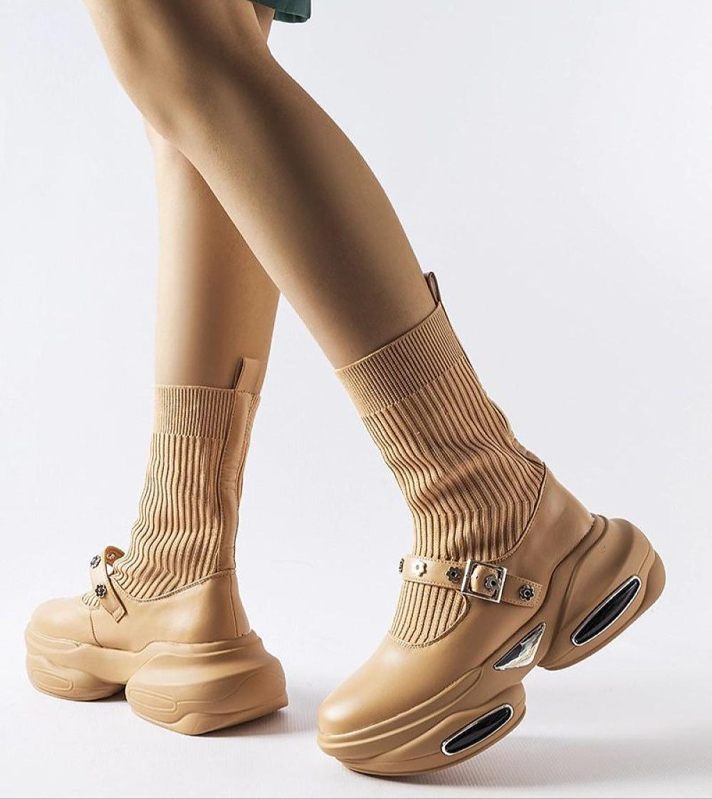 Elvessa Stretch Knit Ankle Boots