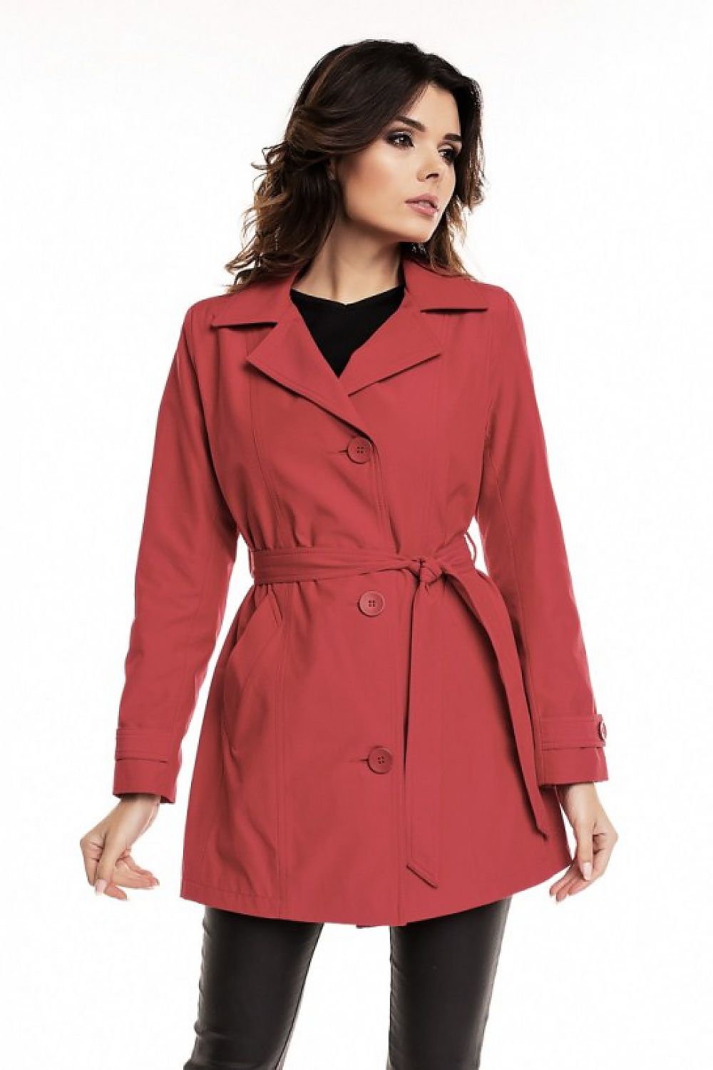 Plus Size Virelline Belted Cotton Trench Coat